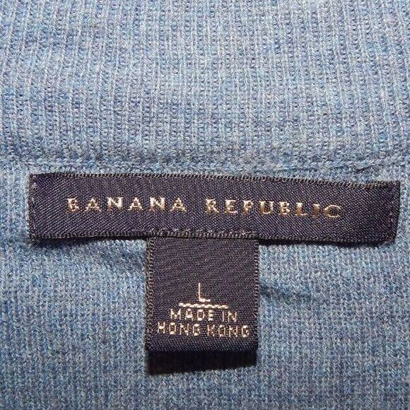 BANANA REPUBLIC men's large thin powder blue full zip cardigan sweater jacket - Picture 5 of 7